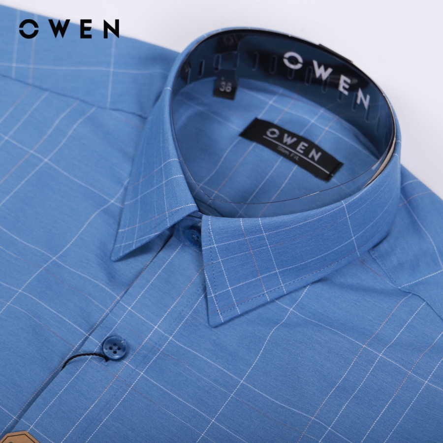 OWEN - Áo sơ mi dài tay Slim Fit màu Xanh Bamboo - AS220924D