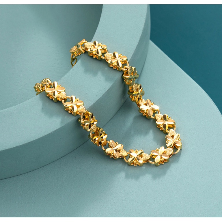 Lắc Tay Nữ Hoa Văn Cỏ 4 Lá Trang Sức Xuping Mạ Vàng Siêu Bền XP4518