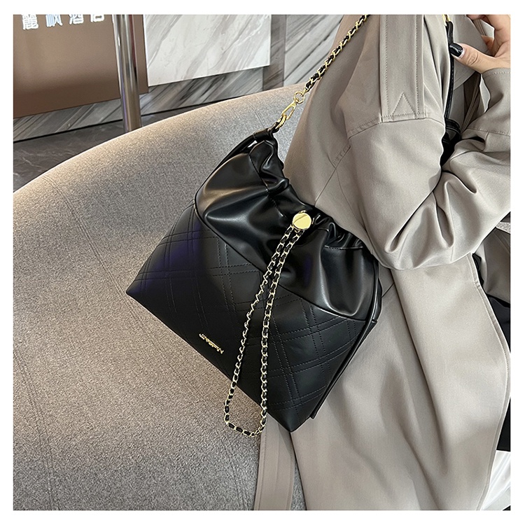 Túi xách SUPERCUTE da PU dây rút màu trơn sức chứa lớn dễ phối đồ thời trang cho học sinh