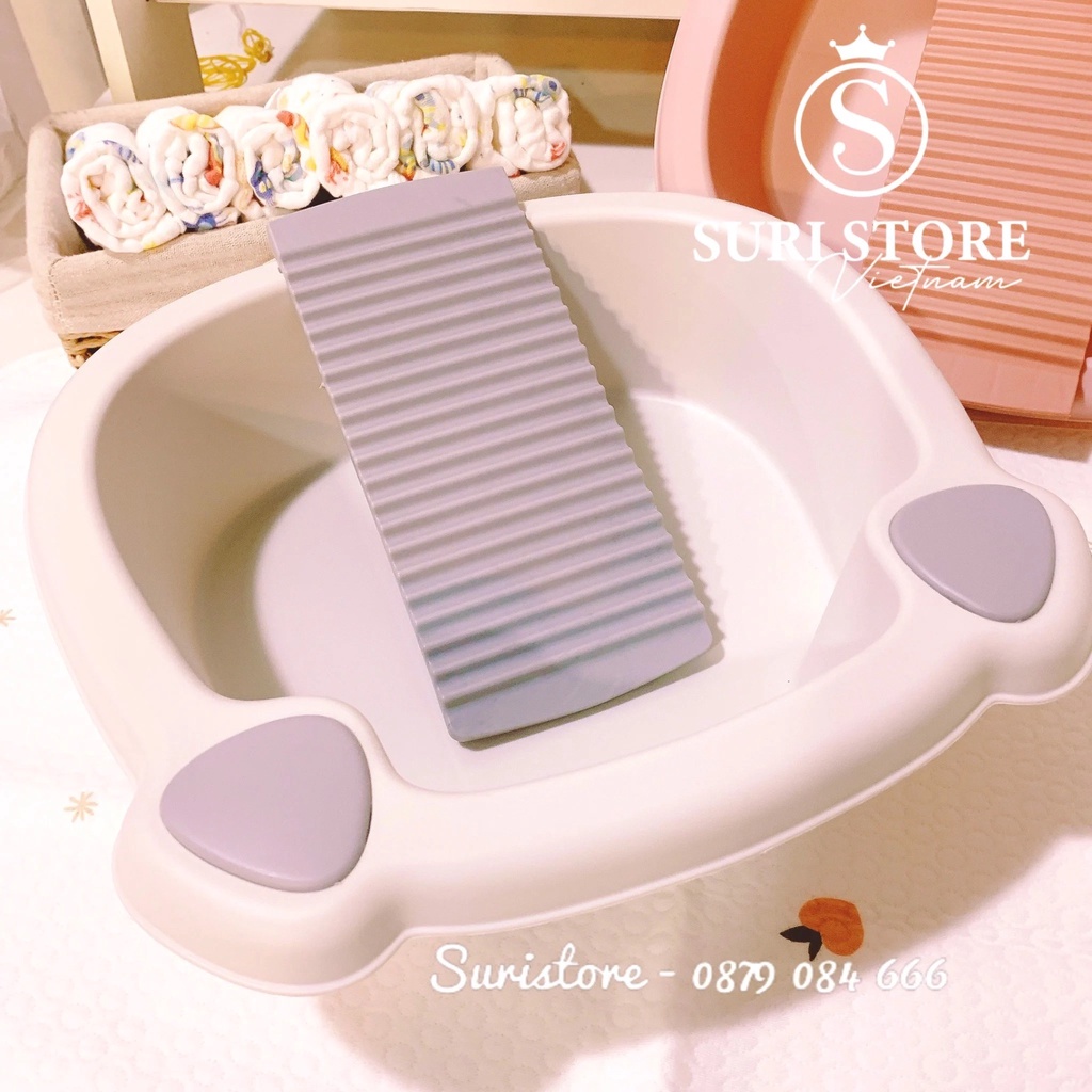 Chậu rửa mặt  tai mèo kèm ván giặt đồ