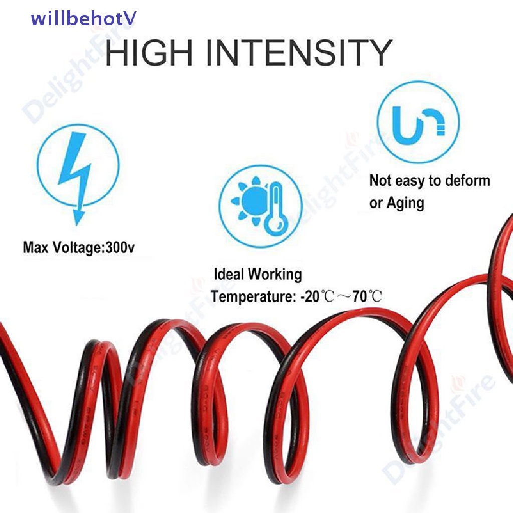 10m Dây Đèn LED 2 Pin 22AWG 2 Lõi Màu Đỏ Đen Chất Lượng Cao