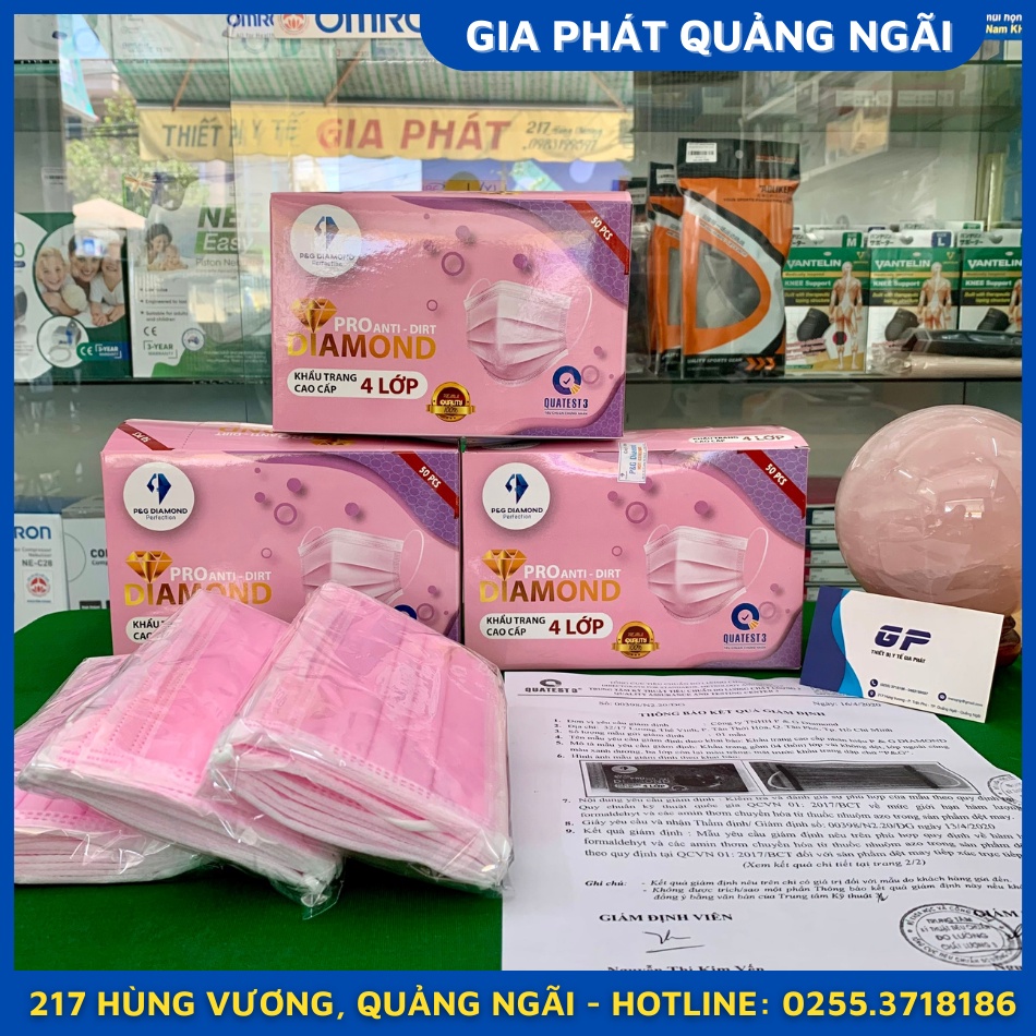 KHẨU TRANG Y TẾ 4 LỚP P&G MÀU HỒNG HỘP 50 CÁI