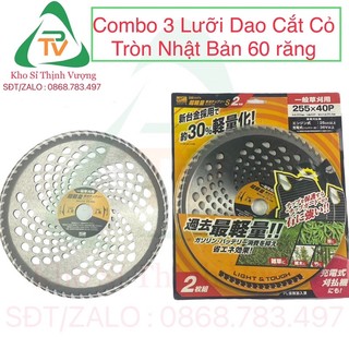 Lưỡi máy cắt cỏ Nhật, dĩa cắt cỏ, lưỡi dao tròn 25,4 có 60 - 40 răng gắn hợp kim