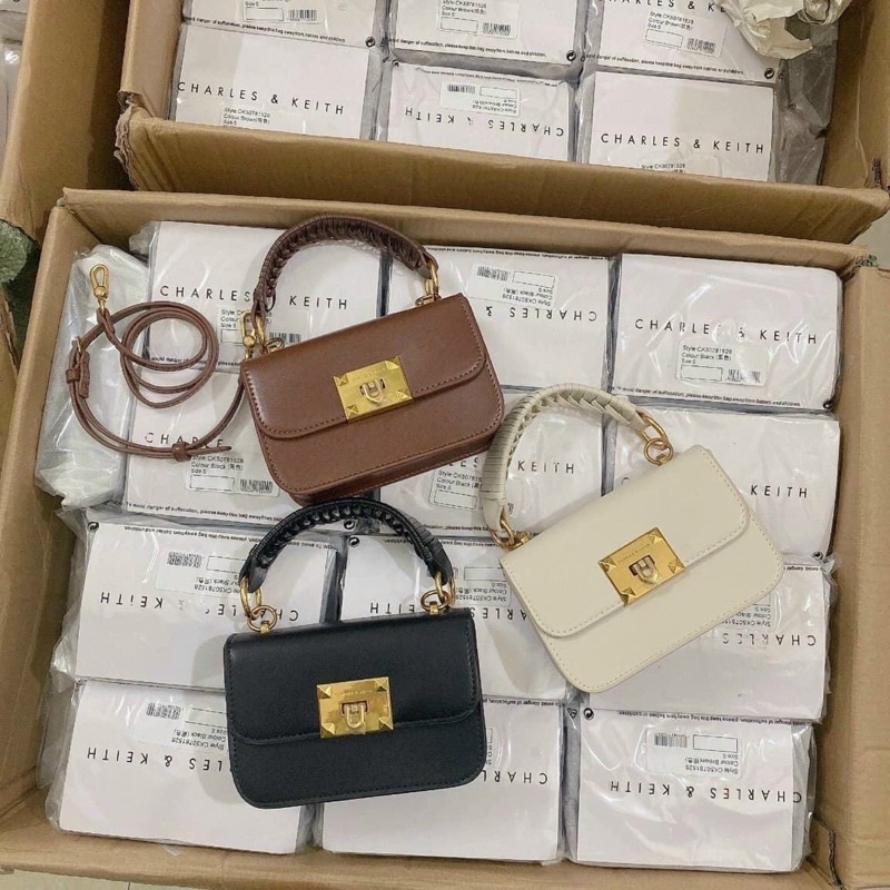 Túi xách nữ đeo chéo CnK có quai xách dây đan tết mẫu mới size 18