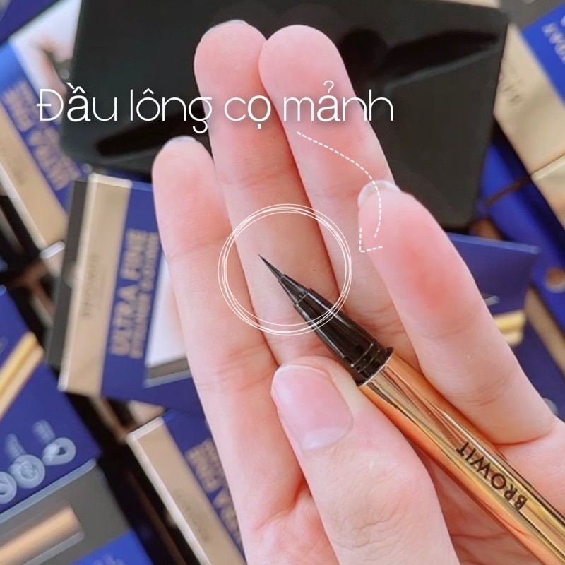 Bút kẻ mắt eyeliner Browit By Nong Chat Ultra Fine Siêu Mảnh 0.01mm màu đen, đều mực, lâu trôi, ngòi siêu mảnh cao cấp