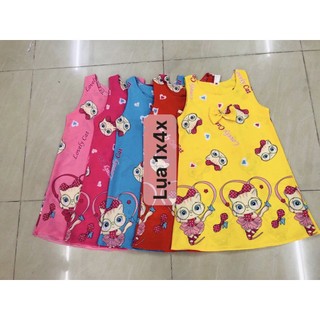 Đầm Lụa Sát Nách Họa Tiết Dễ Thương Bé (18-24kg)