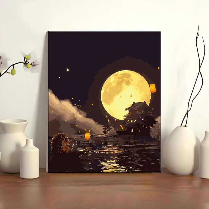 Nong Yang 30 × 40cm Tô màu theo số - Phòng chữa bệnh cho cô gái trong rừng - Tranh sơn dầu theo số -tranh tô màu theo số theo yêu cầu-tranh số hóa theo yêu cầu