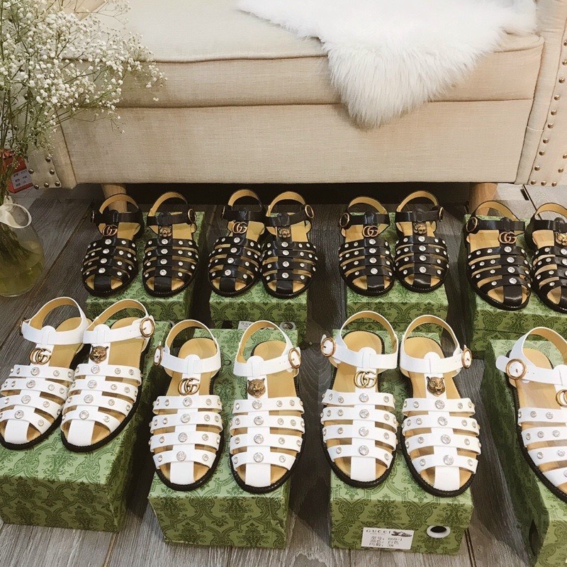 Sandal guci rọ khuy đính đá thời trang hàng fullbox Bill túi