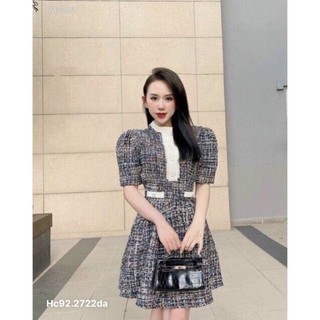 h92-đầm xoè viền phối màu