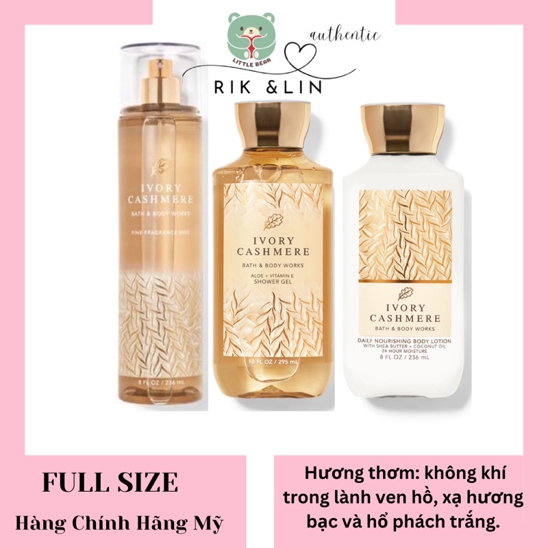 IVORY CASHMERE Xịt Thơm Body Mist Toàn Thân Bath & Body Works Tìm