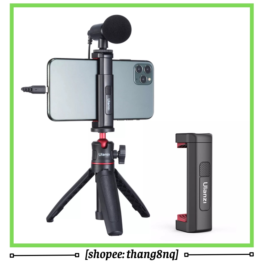 Giá kẹp điện thoại Ulanzi ST-19, tích hợp cold shoe gắn đèn led, micro làm vlog