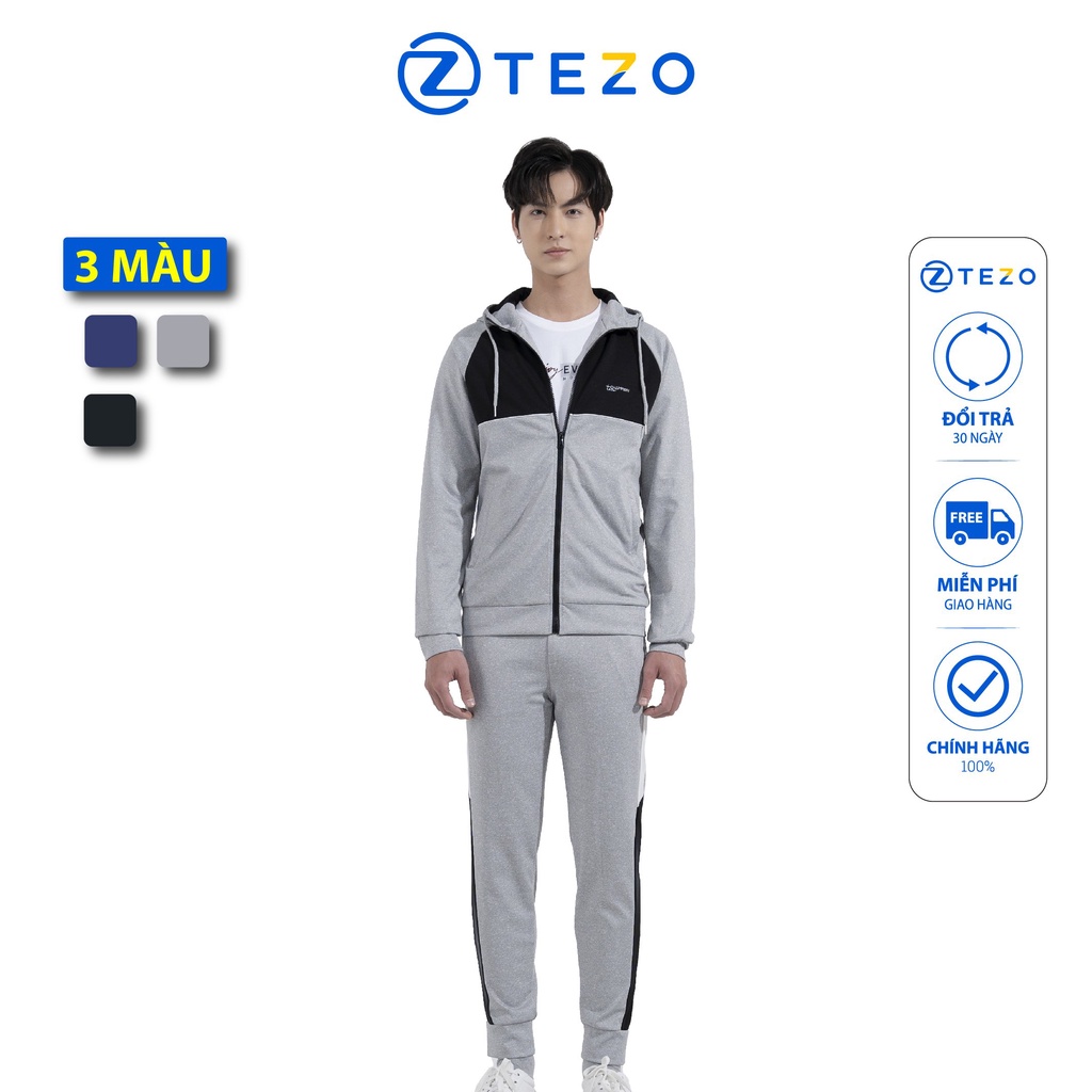 Bộ nỉ nam Tezo nỉ nam thiết kế khoá kéo có mũ phối màu 22ANKT012