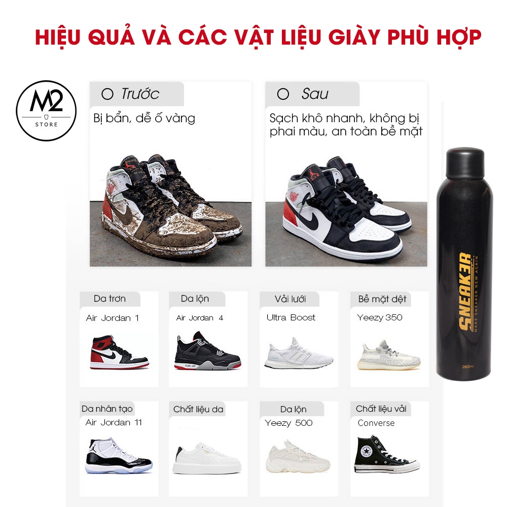 Chai vệ sinh làm sạch giày sneaker, giày da, da lộn, vải SNEAK3R 280ml