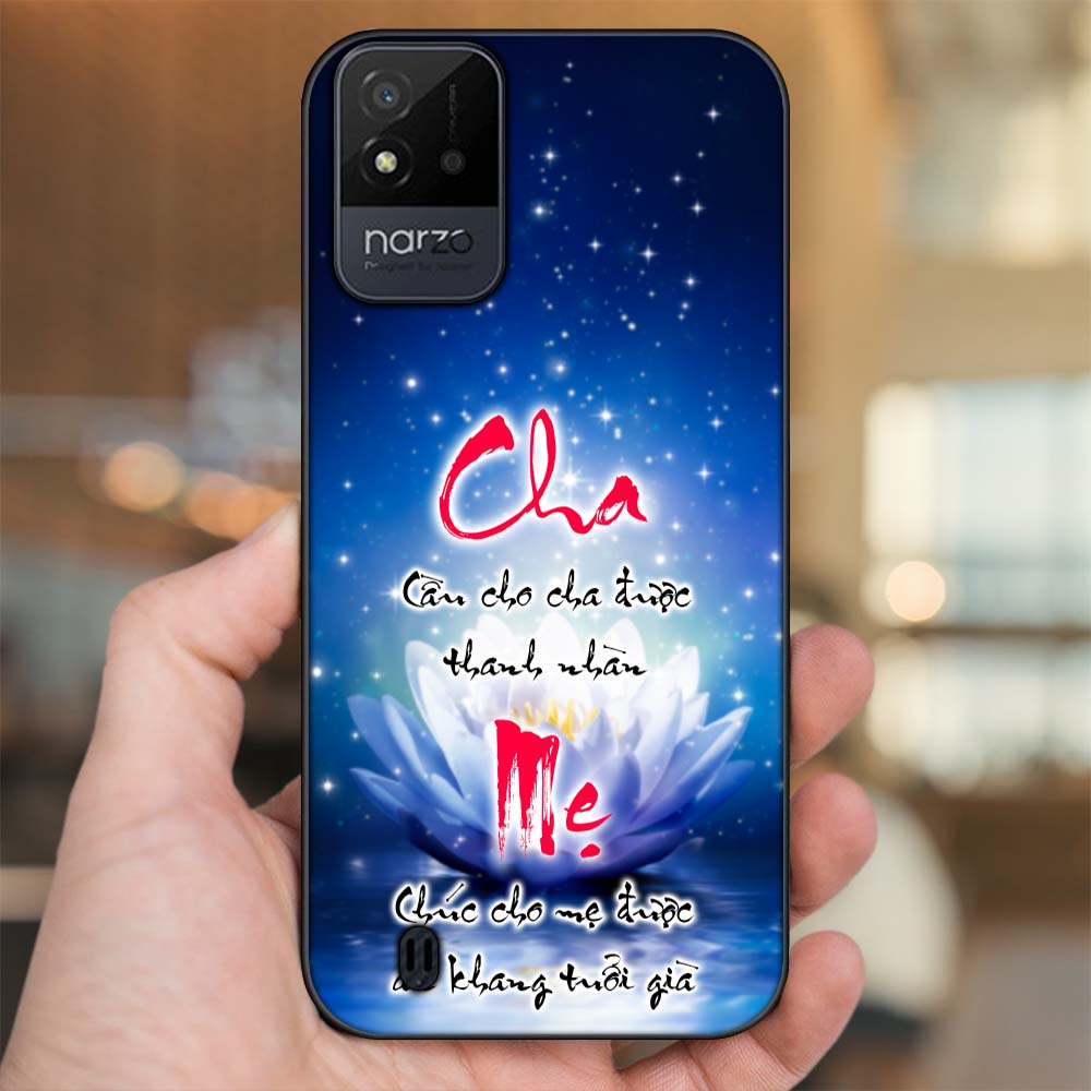 Ốp lưng Realme Narzo 50i viền đen in hình Thư Pháp Cha Mẹ