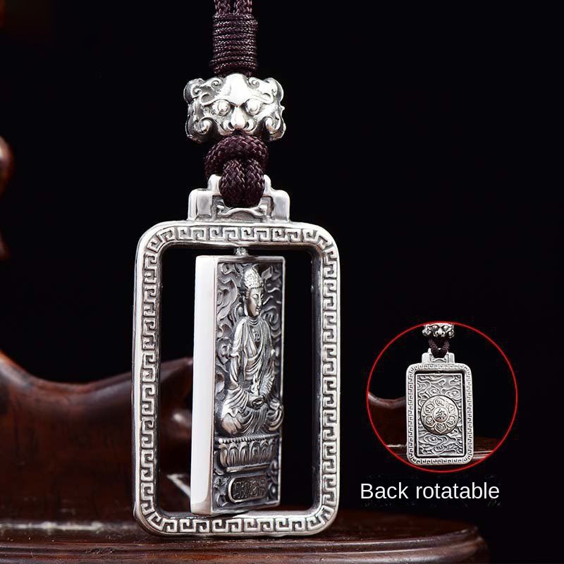 Dây Chuyền Bạc Mặt Phật Cung Hoàng Đạo Xoay Được Cho Nam