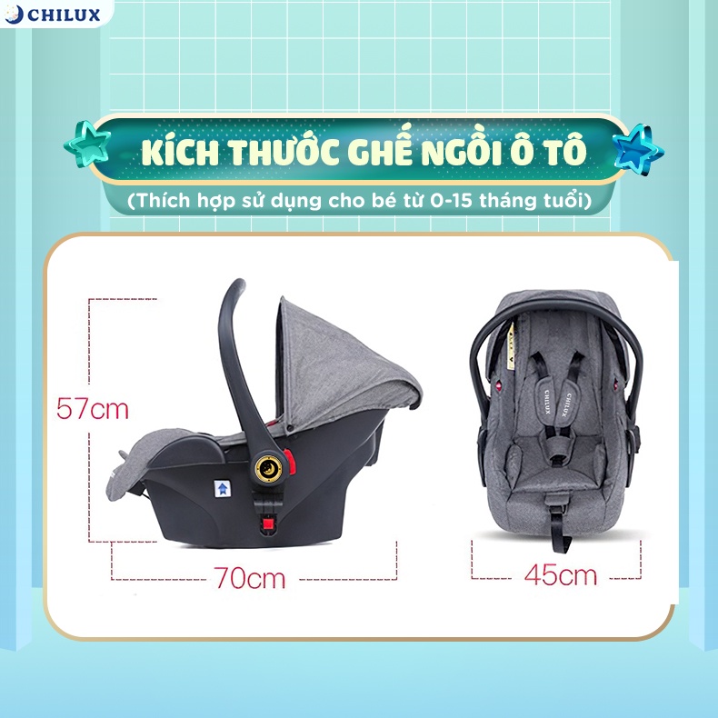 Ghế ngồi ô tô kiêm nôi xách tay cho bé CHILUX D23 - nhỏ gọn tiện ích, bảo hành chính hãng 6 tháng