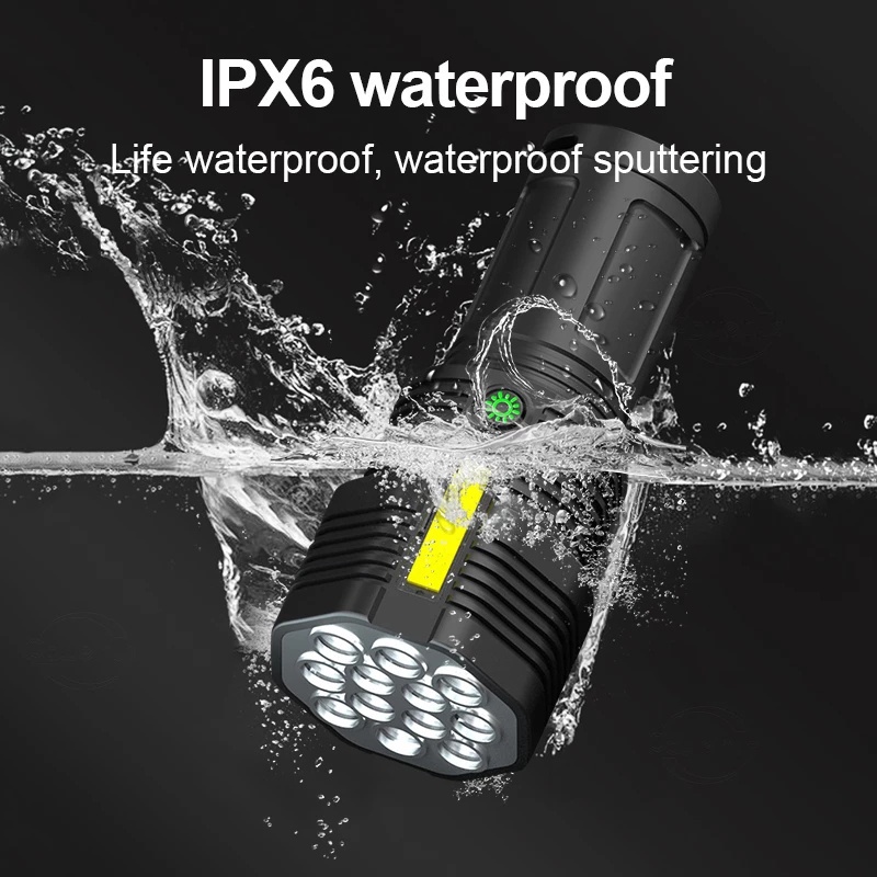 Đèn Pin 12 Bóng LED COB Công Suất Cao Tùy Chỉnh Siêu Bền Chống Thấm Nước Kèm Sạc USB Tiện Dụng Mang Theo Du Lịch / Dã Ngoại