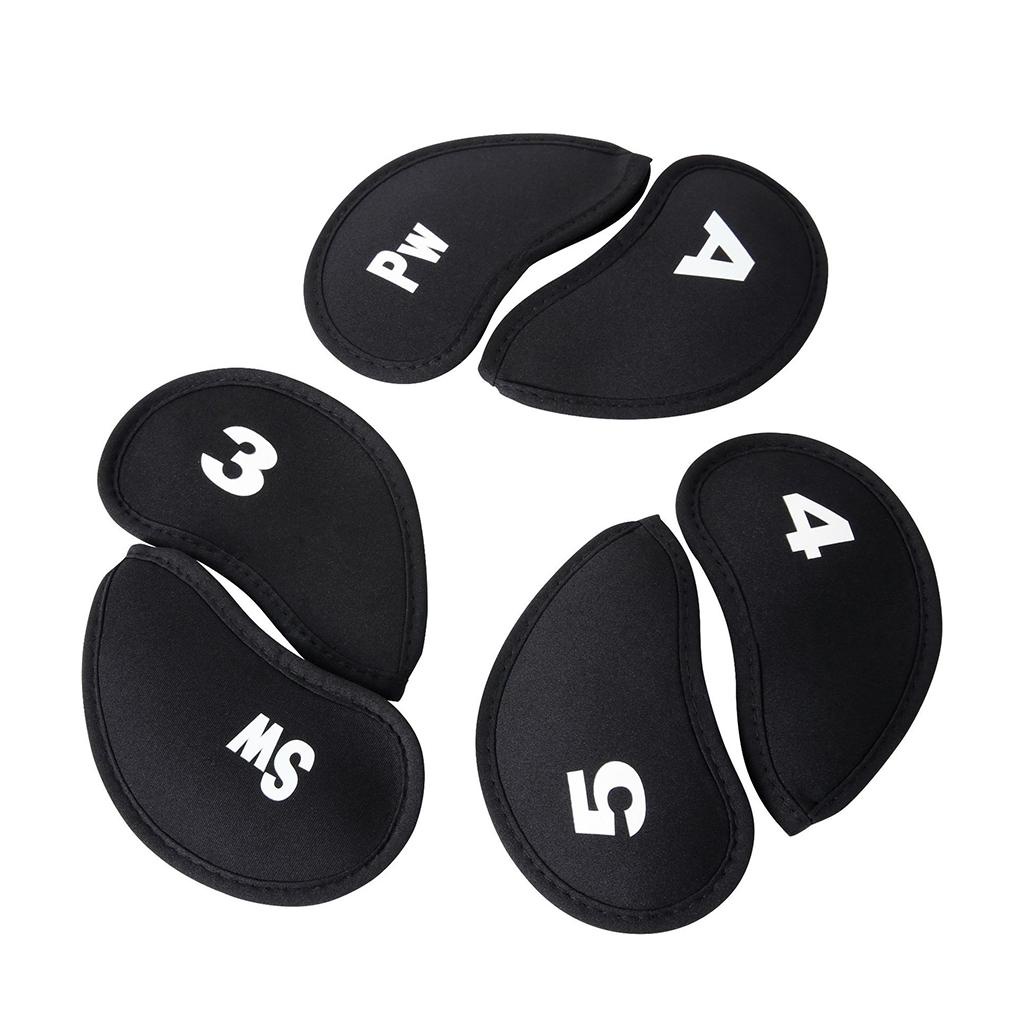 Set 10 Vỏ Bọc Đầu Gậy Đánh Golf Bằng Sắt Màu Đen