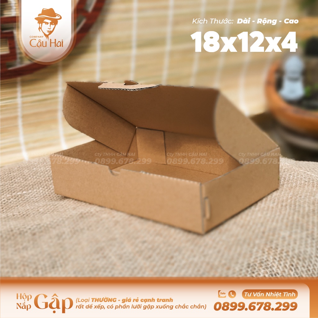 Set 50 hộp carton nắp GẬP 18x12x4
