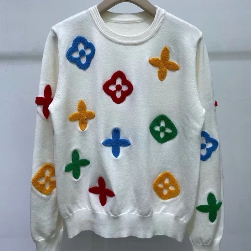 Hàng Có Sẵn!Lv!Áo Khoác Cardigan Dệt Kim Cổ Chữ V Thiết Kế Mới Xinh Xắn Thời Trang