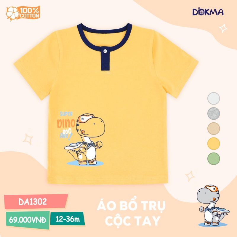Áo cộc tay cổ tròn bé trai Dokma 9-36M mã DA1302, DA2175