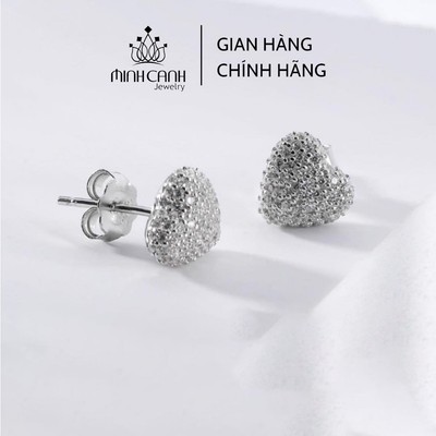 Bông Tai Bạc Tim Full Đá - Minh Canh Jewelry