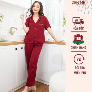 Đồ Ngủ Lụa Cộc Tay Zen Me Chất Lụa Pháp Cao Cấp Phong Cách Pyjama Lụa