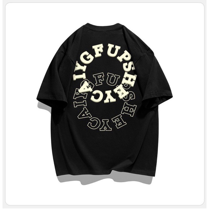 Áo Phông Cổ Tròn In Chữ SHEYCAIY Trước Ngực 100% Cotton Khô Thoáng Khí, Phong Cách Hot Trend