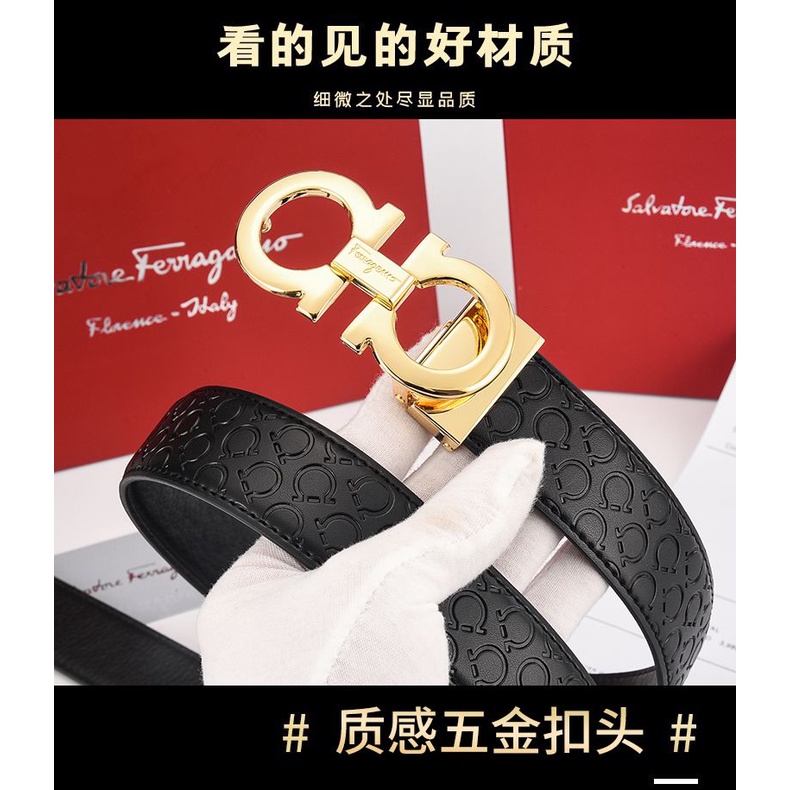 Salvatore Ferragamo Thắt Lưng Da Bò 8 Lớp Phong Cách Thời Trang Dành Cho Nam Giới Độ Tuổi Trung Niên