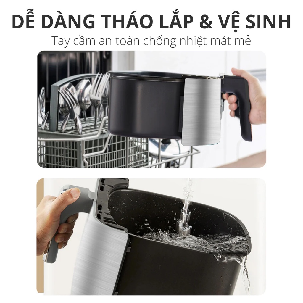 Nồi Chiên Không Dầu Mishio 7L (5L) hàng chính hãng bảo hành 24 tháng