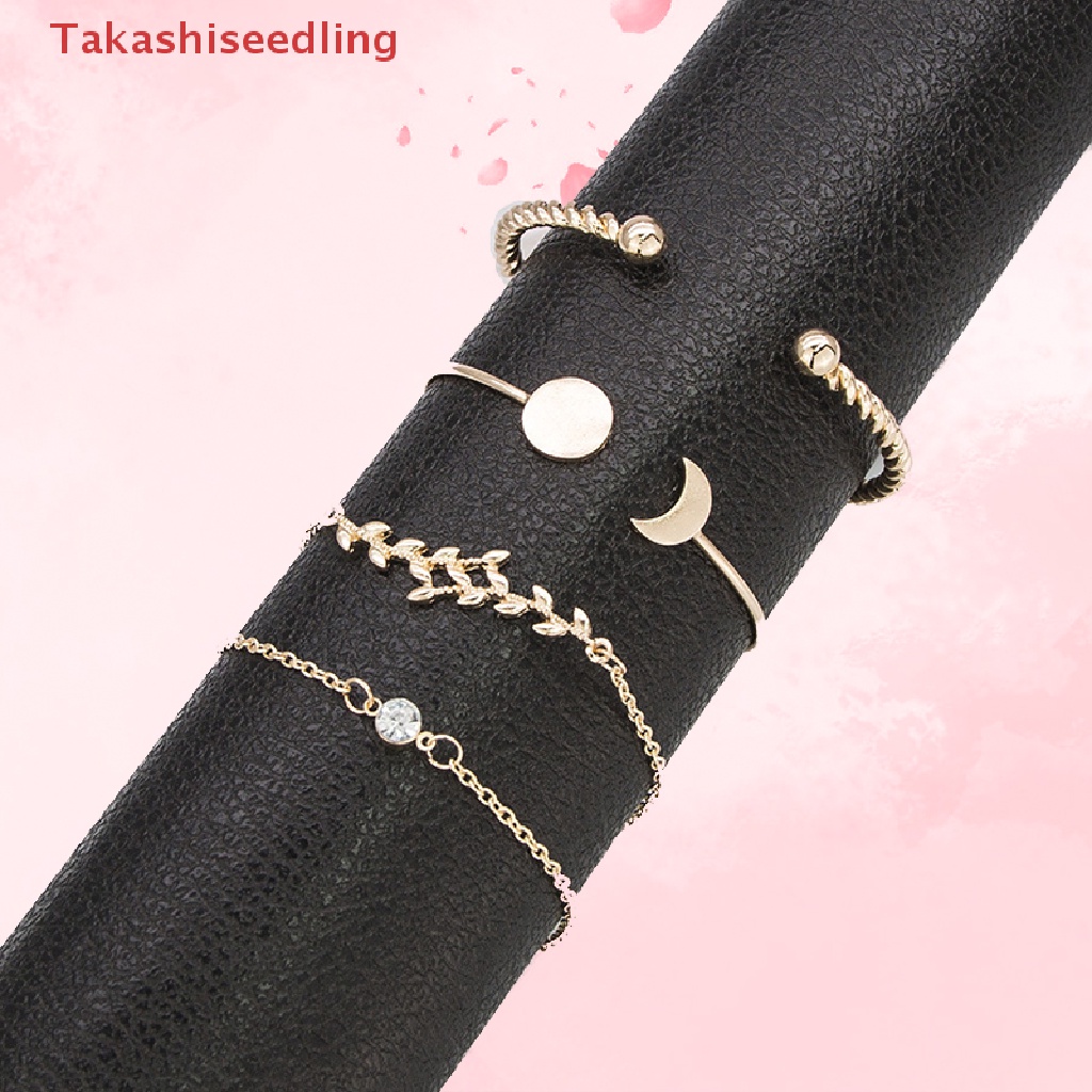 Set 4 Vòng Tay Hợp Kim Đính Đá Phong Cách Bohemian Cho Nữ