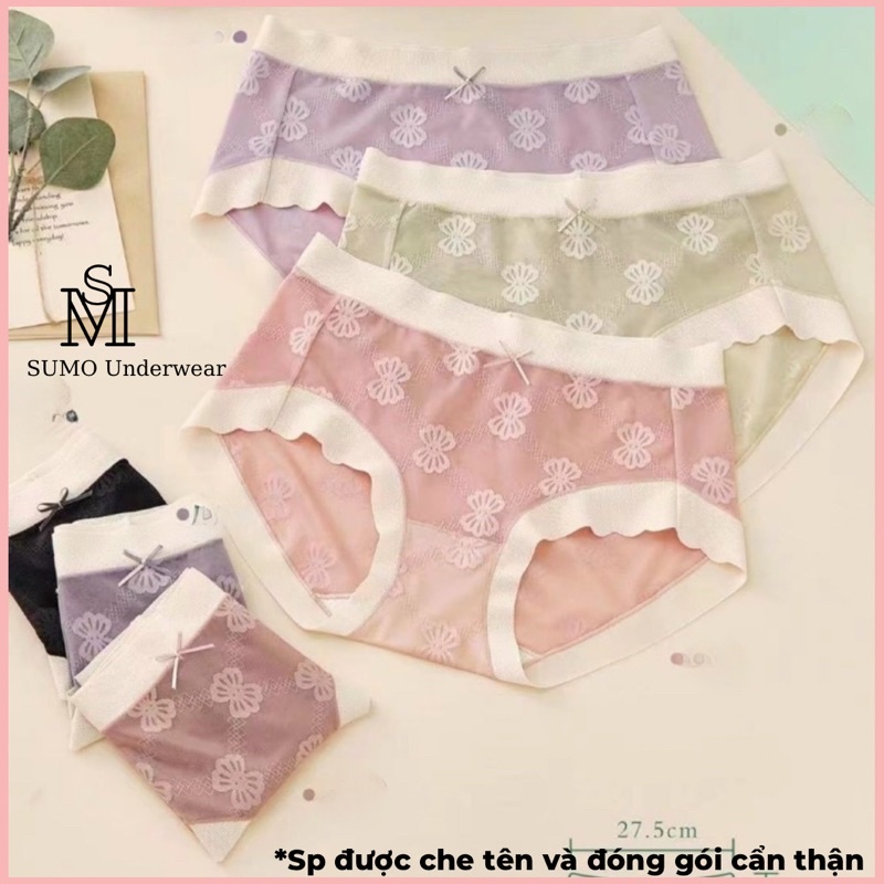 Quần lót nữ ren mềm 3D cao cấp, viền đúc không hằn mông, đáy lót cotton kháng khuẩn. Phom 45-62kg, vòng mông 85-95cm.