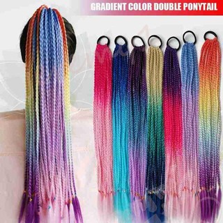 Tóc giả thắt bím màu gradient sáng tạo thời trang cho nữ
