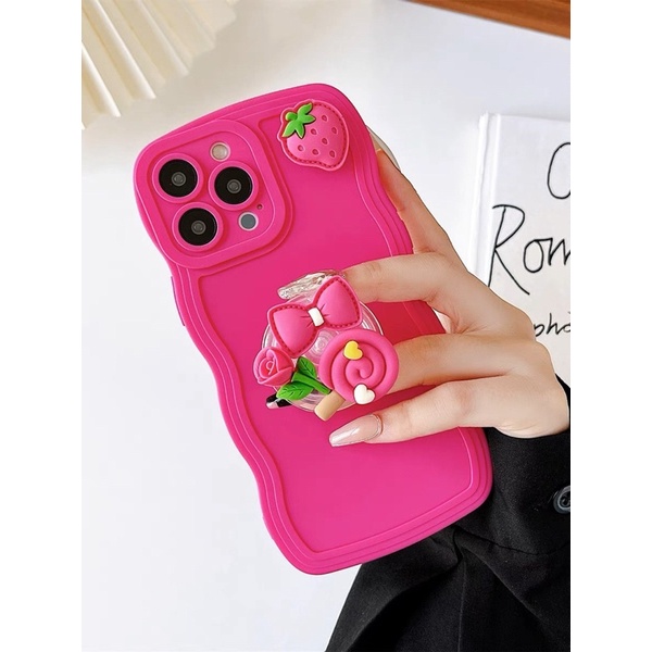 Ốp lưng ip pro camera gợn sóng hồng neon kèm pop 4 hoạ tiết hồng neon dành cho ip