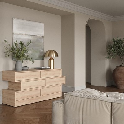 NEVA, Bàn trang điểm, bàn làm việc, bàn học 3 ngăn kéo DRA_261, 155x48x70cm, bàn gỗ Scandi Home
