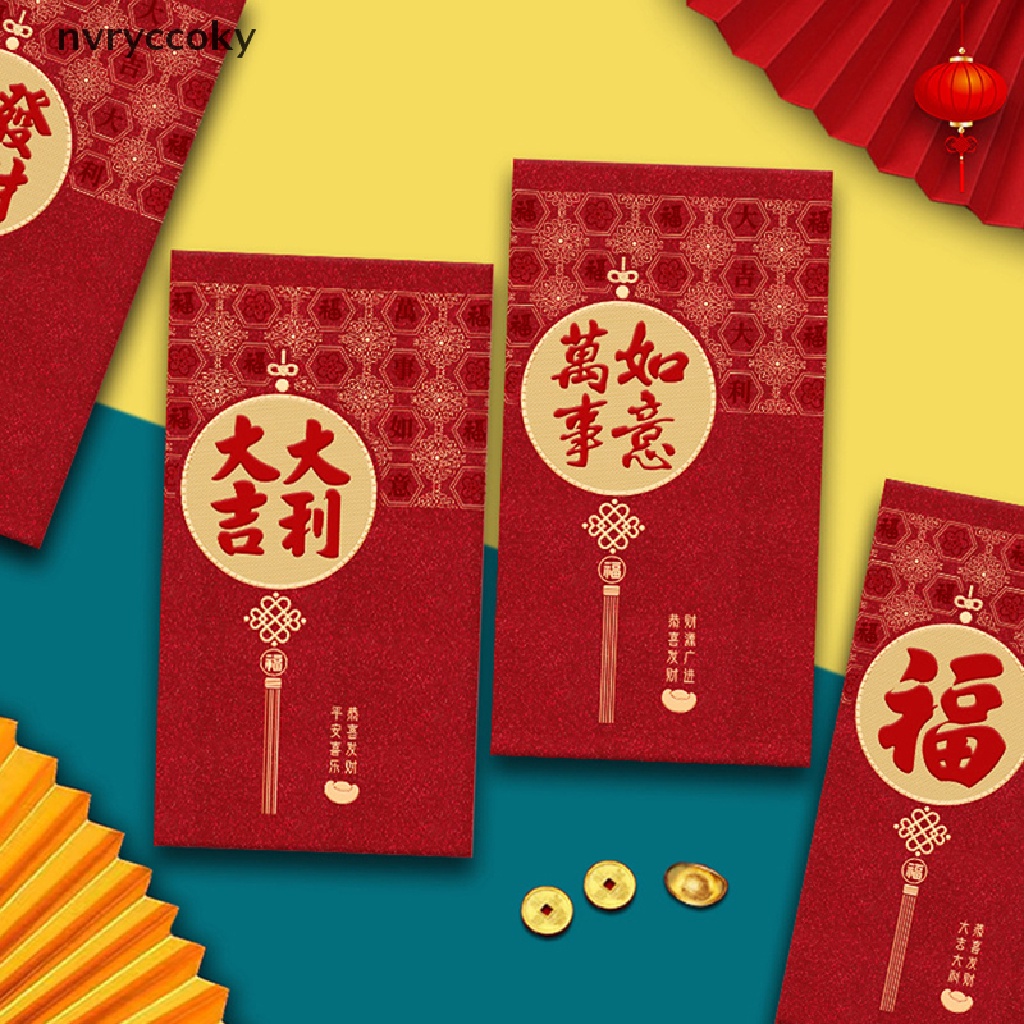 Set 6 Bao Lì Xì Đỏ Hình Chú Thỏ May Mắn Cho Năm Mới 2023