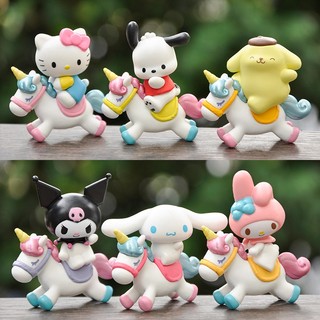 Sanrio đồ chơi mô hình cún cưỡi ngựa diy trang trí bánh kem