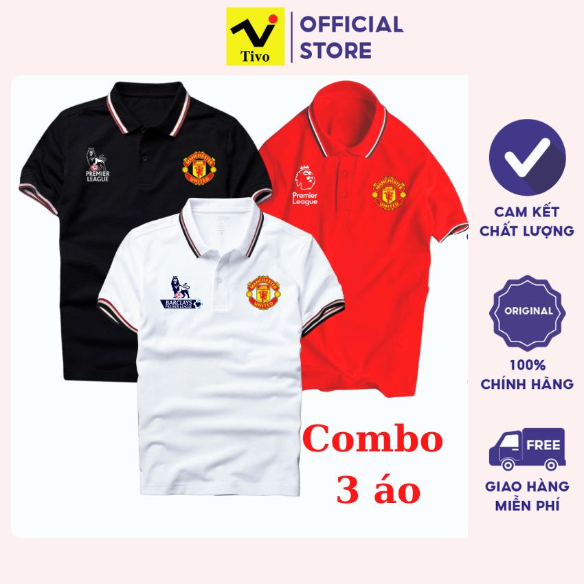 Áo Thun Polo Thể Thao Nam Nữ Manchester United - câu lạc bộ đá banh Mu (Man Utd) Màu Trắng Đen Đỏ - bóng đá