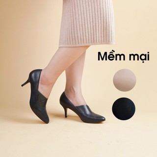 Bốt nữ cổ thấp da thật, Boot nữ cao gót 7cm hàng VNXK - Kimystore