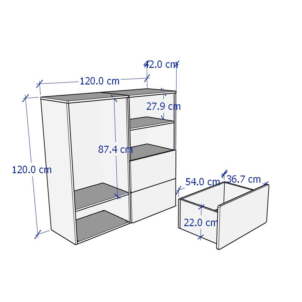 ZANOTTA, Tủ lưu trữ kết hợp tủ treo quần áo cho trẻ em, 120x42x120cm, tủ gỗ Scandi Home