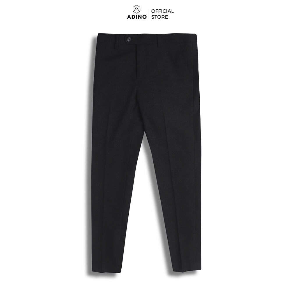 Quần tây âu nam màu đen kẻ ô ADINO vải cotton dệt không bai xù dáng slimfit công sở ống đứng hơi côn trẻ trung QA98