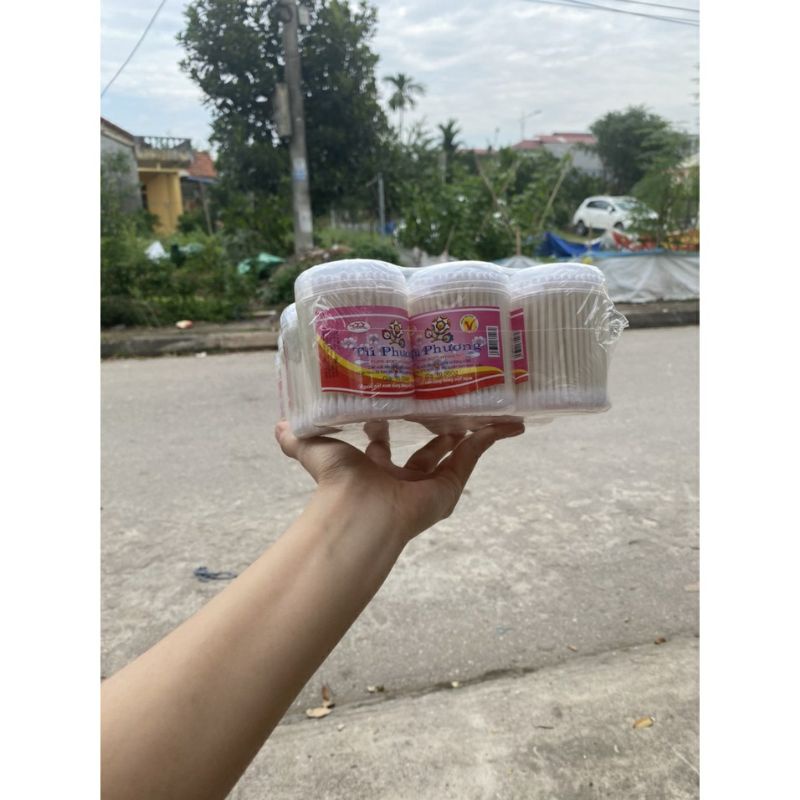 《HCM》Lọ tâm bông lấy ráy tai trẻ em Tú Phương  kháng khuẩn dạng lọ 180 que tròn