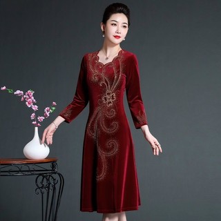 Đầm tuyết nhung nữ cao cấp kiểu dáng sang trọng quý phái QCNP3553