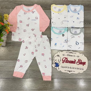 [Vải giãn 4 chiều] Bộ dài unchi CHUI ĐẦU vải peptit áo trắng tay màu cho bé trai, bé gái