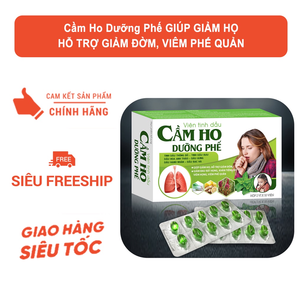 Viên tinh dầu Cầm Ho Dưỡng Phế giúp giảm ho, hỗ trợ giảm đờm, viêm phế quản