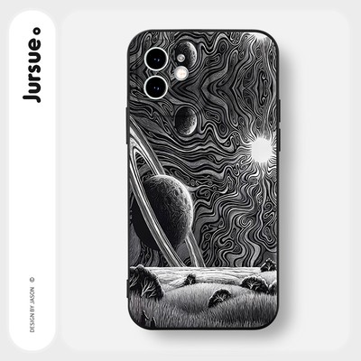 Ốp lưng JURSUE mềm chống bẩn hình độc lạ ngầu nam đen Cho iPhone 17 16 15 14 13 12 11 Pro Max SE 2020 X XR XS ip 8 7 Plus Y2843