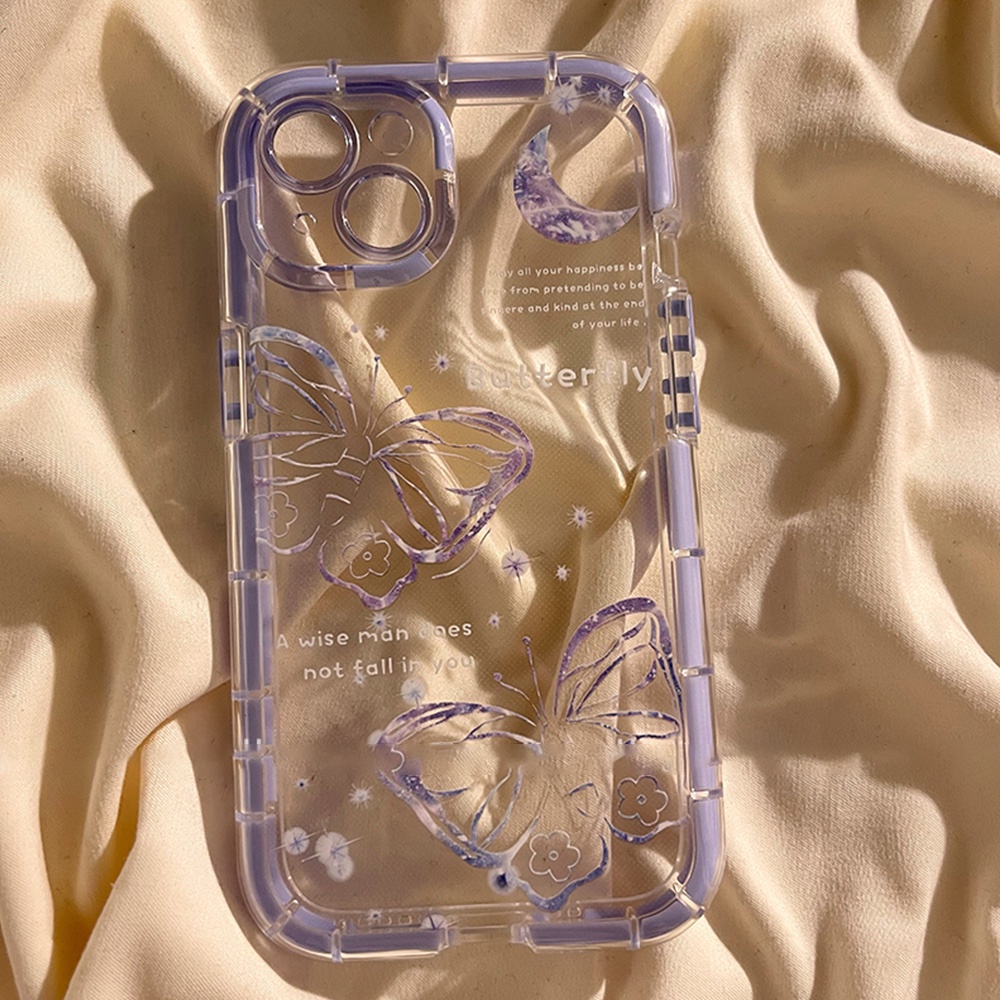 Ốp Điện Thoại TPU Mềm Chống Rơi Họa Tiết Bướm Dạ Quang Cho IPhone 11 12 13 14 Pro Max 14 Plus