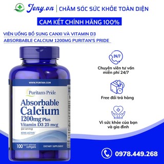 Viên uống bổ sung Canxi và Vitamin D3 - Absorbable Calcium 1200mg Puritan's Pride
