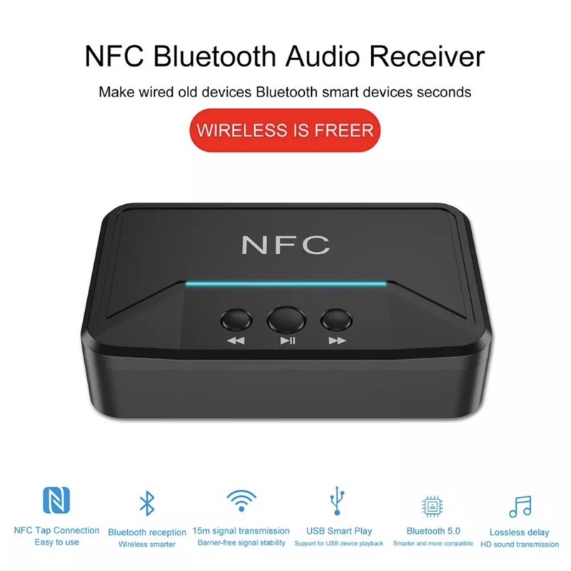 Bộ thu Bluetooth 5.0 đa năng cao cấp - tích hợp đọc nhạc trên USB, thu bluetooth xa đến 15m, ngõ ra âm thanh AV và 3.5mm