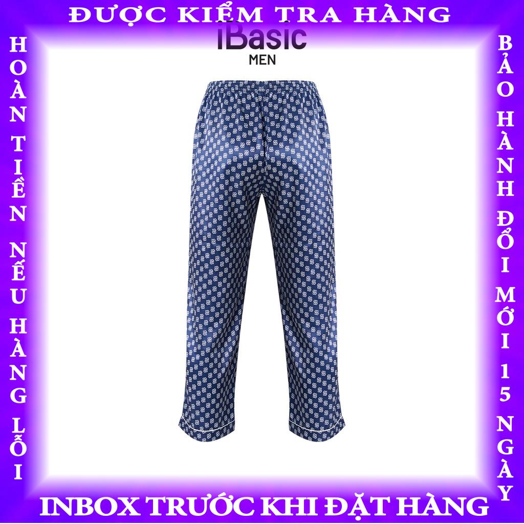 Quần dài mặc nhà nam pyjama lụa satin hoạ tiết icon iBasic HOMM016B vandung
